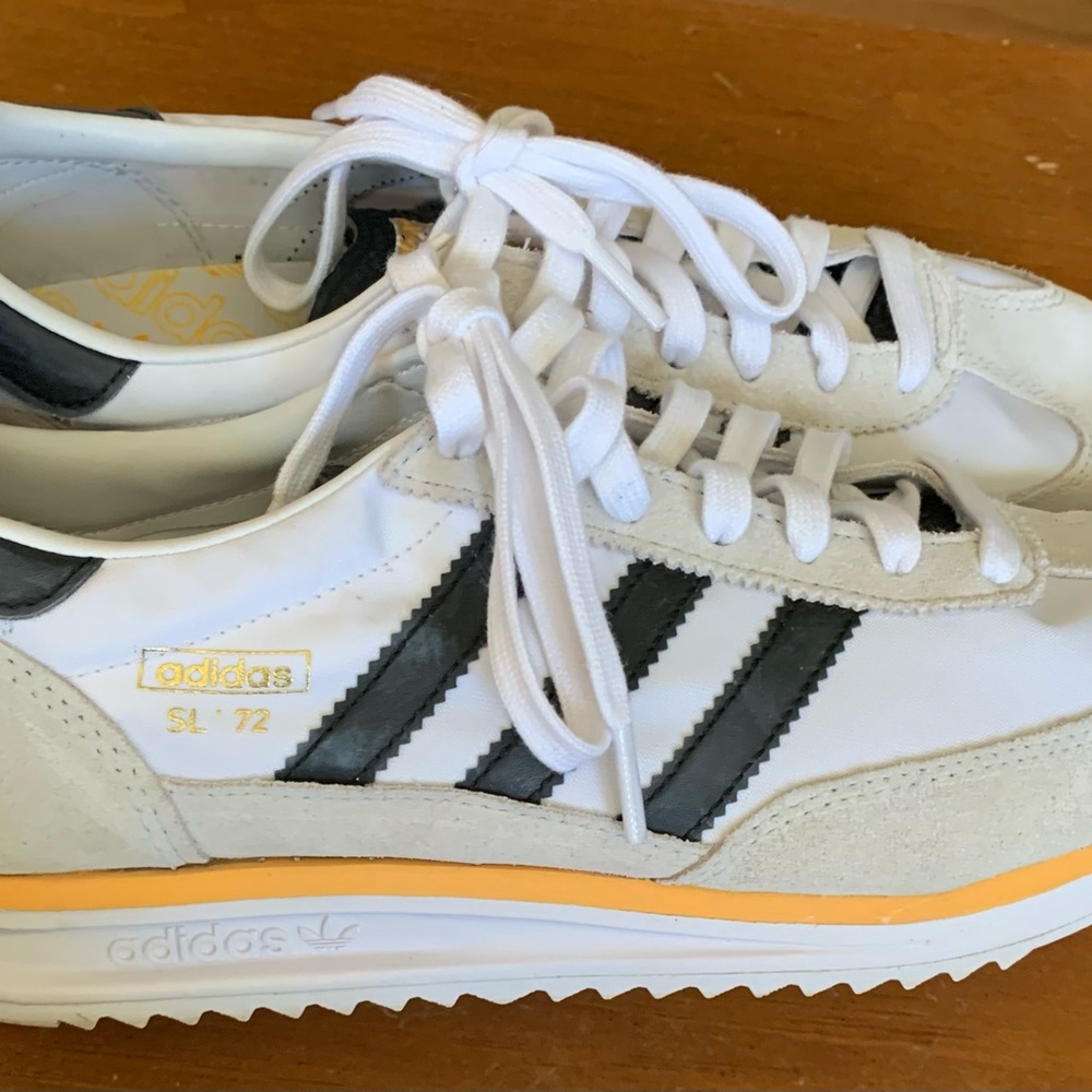 adidas White and Black Low-Top Lace-Up Sneakers SL -72 - Picture 2 of 6